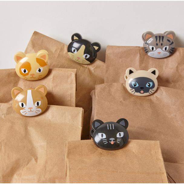 KIKKERLAND CAT BAG CLIPS SET OF 6