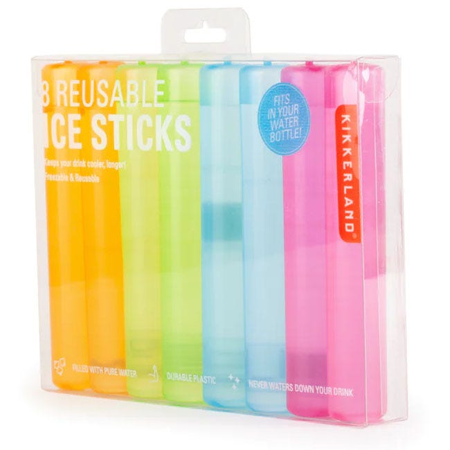 KIKKERLAND SET OF 8 REUSABLE ICE STICKS FITS IN WATER BOTTLE