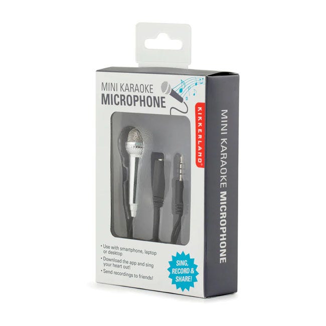 KIKKERLAND MINI KARAOKE MICROPHONE-SILVER