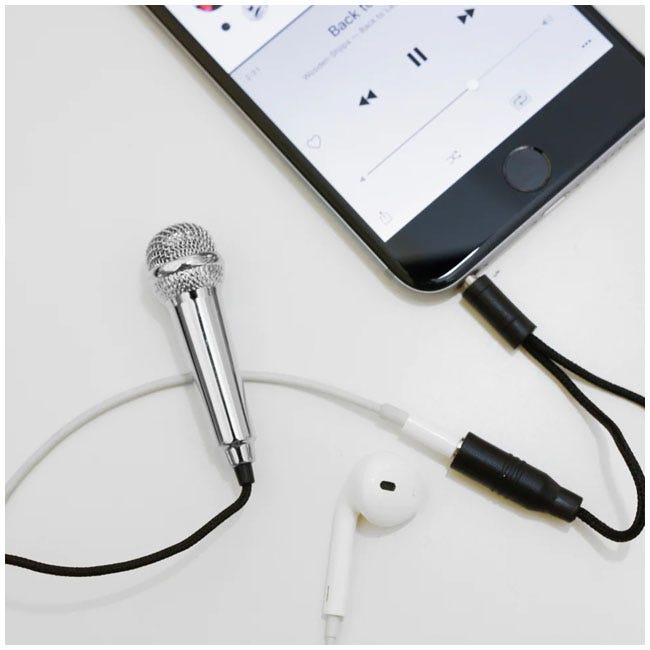 KIKKERLAND MINI KARAOKE MICROPHONE-SILVER