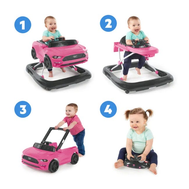 BRIGHT STARTS FORD MUSTANG 4 IN 1 PINK BABY ACTIVITY CENTER