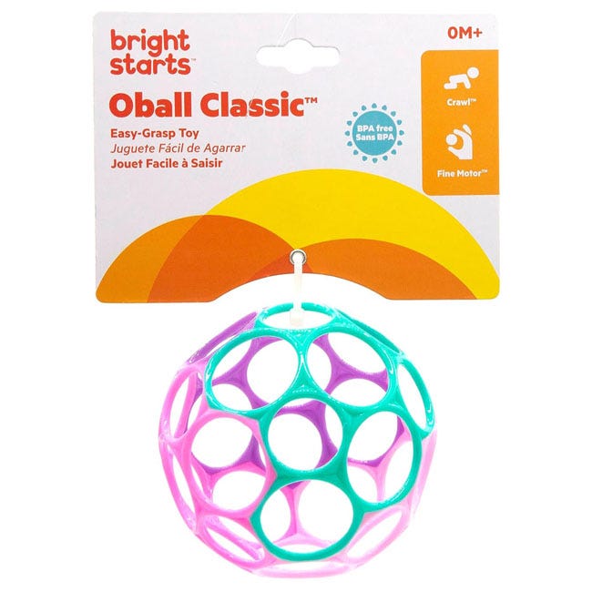 BRIGHT STARTS OBALL EASY GRASP CLASSIC BALL PINK/PURPLE