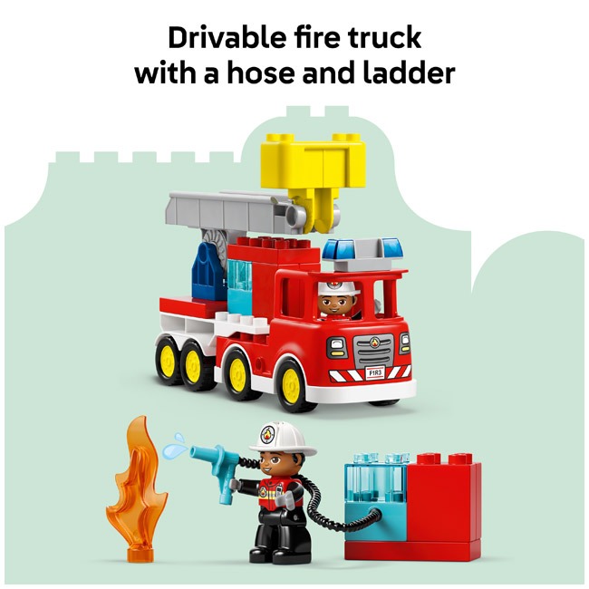 LEGO DUPLO TOWN FIRE TRUCK WITH HOSE AND FIREFIGHTER