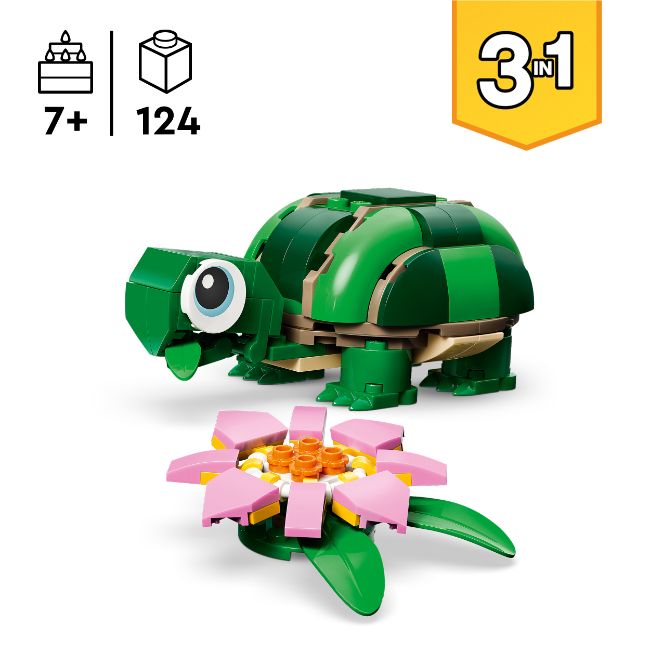 LEGO CREATOR TURTLE WITH A WATER LILY FLOWER