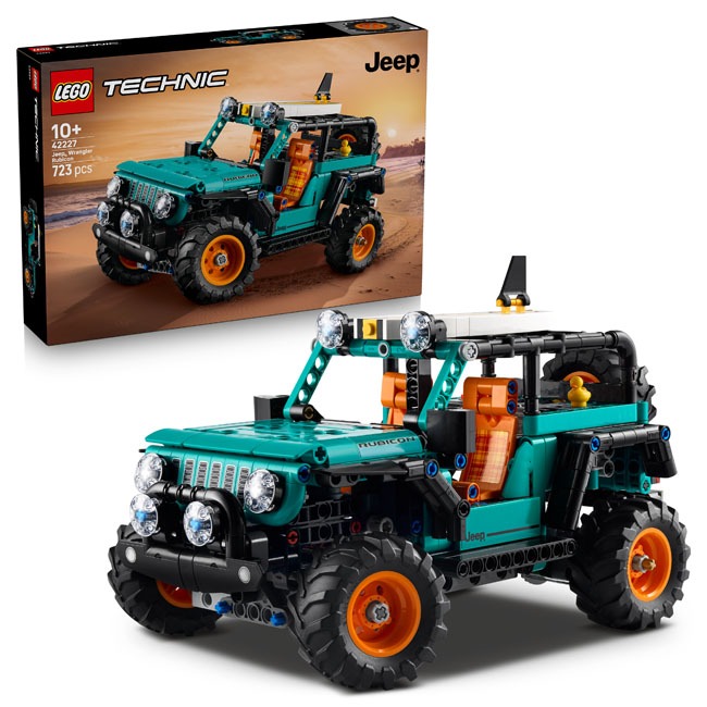 LEGO Technic Jeep Wrangler Rubicon SUV featuring detailed design, working suspension, all-wheel drive, and functional steering mechanism, crafted from high-quality pieces for a rewarding building experience and display for LEGO fans and car enthusiasts.

