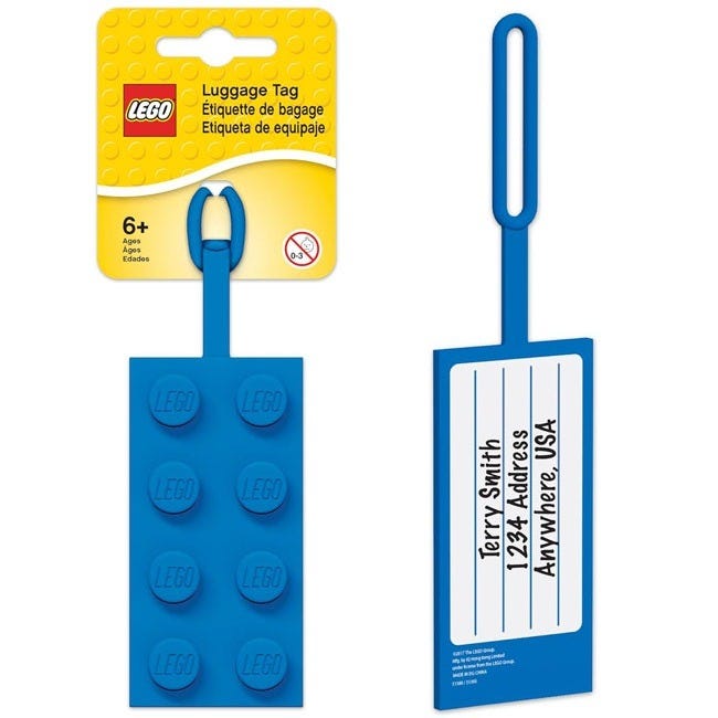 LEGO IQ STATIONERY 2x4 SILICONE LUGGAGE TAG-BLUE