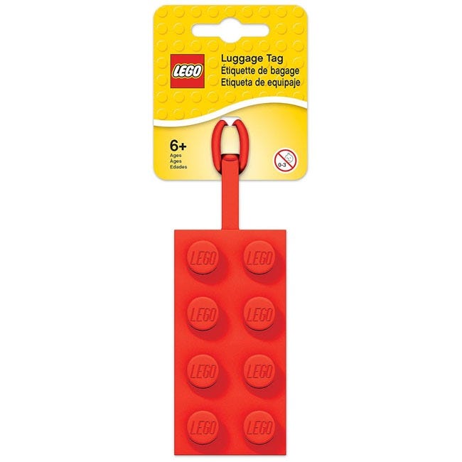 LEGO IQ STATIONERY 2x4 SILICONE LUGGAGE TAG-RED