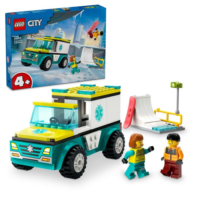 LEGO CITY EMERGENCY AMBULANCE AND SNOWBOARDER