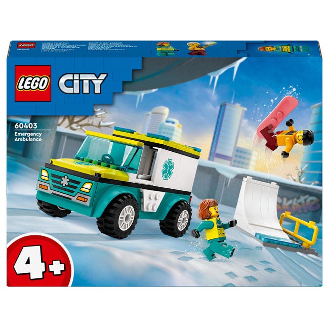 LEGO CITY EMERGENCY AMBULANCE AND SNOWBOARDER