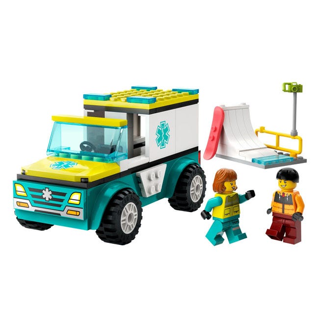 LEGO CITY EMERGENCY AMBULANCE AND SNOWBOARDER