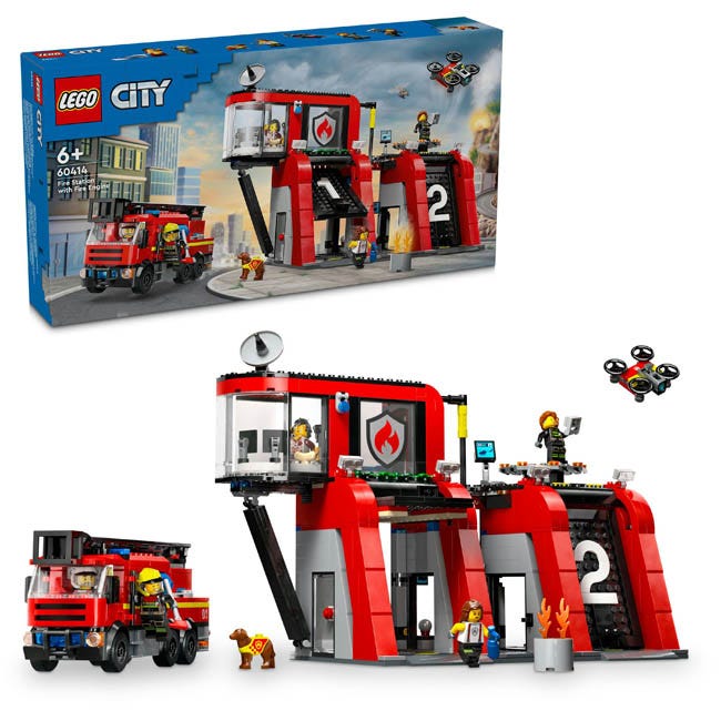 LEGO CITY FIRE STATION WITH FIRE TRUCK