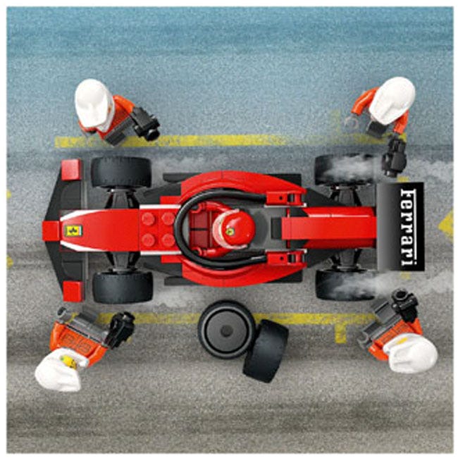 LEGO CITY F1 PIT STOP AND PIT CREW WITH FERRARI CAR