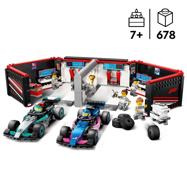 LEGO CITY F1 GARAGE AND MERCEDES-AMG AND ALPINE CARS