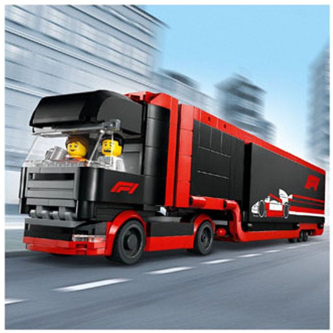 LEGO CITY F1 TRUCK WITH RB20 AND AMR24 F1 CARS