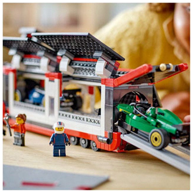LEGO CITY F1 TRUCK WITH RB20 AND AMR24 F1 CARS