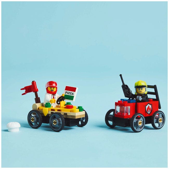 LEGO CITY PIZZA VS FIRE TRUCK RACE CAR PACK
