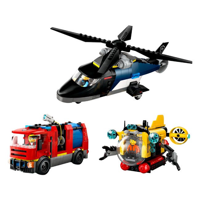 LEGO CITY HELICOPTER FIRE TRUCK AND SUBMARINE REMIX
