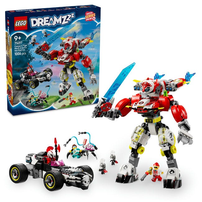 LEGO DREAMZZZ COOPER'S TIGER MECH AND ZERO'S HOT ROD CAR
