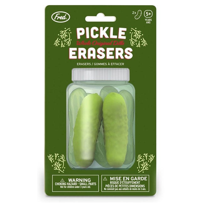 FRED PICKLE ERASERS - CARDED