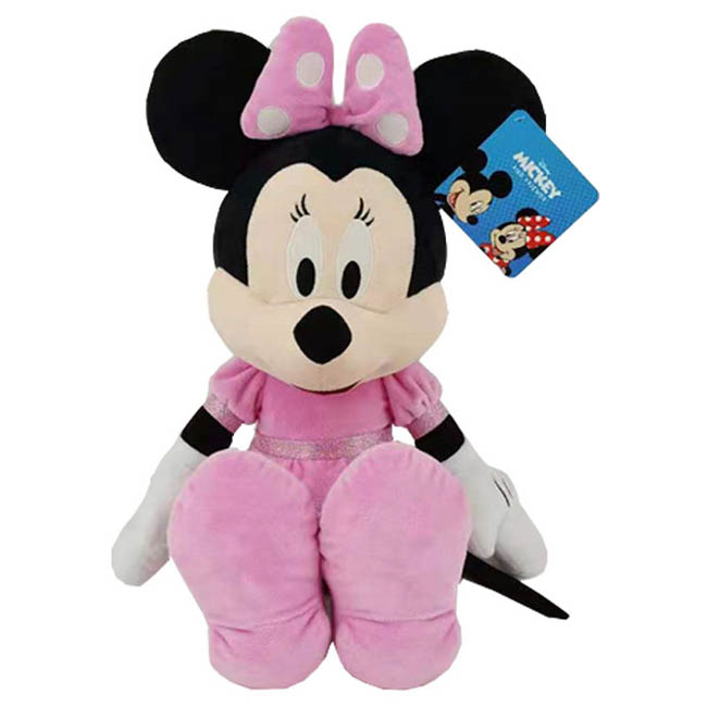 Lifung Disney Minnie Core 24-Inch Plush featuring large soft Minnie Mouse stuffed toy with classic bow and dress design, shown as cuddly Disney character plush for kids, gifting, collecting, and decorative display.
