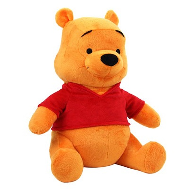 Lifung Disney Winnie the Pooh Core Pooh 17 Inch Plush featuring soft yellow stuffed bear with classic red shirt design, shown as cuddly Disney character plush toy for kids, gifting, collecting, and decorative display.
