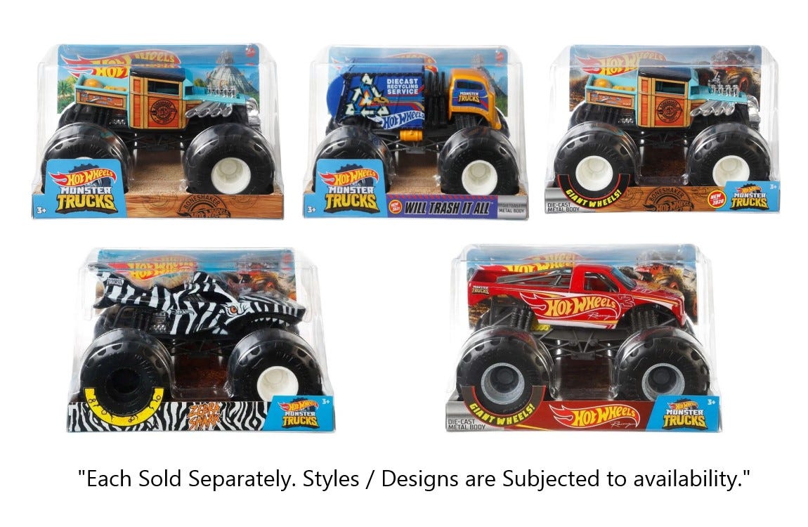 HOTWHEELS MONSTER TRUCKS SINGLE TRUCK - 1:24 TRUCKS
