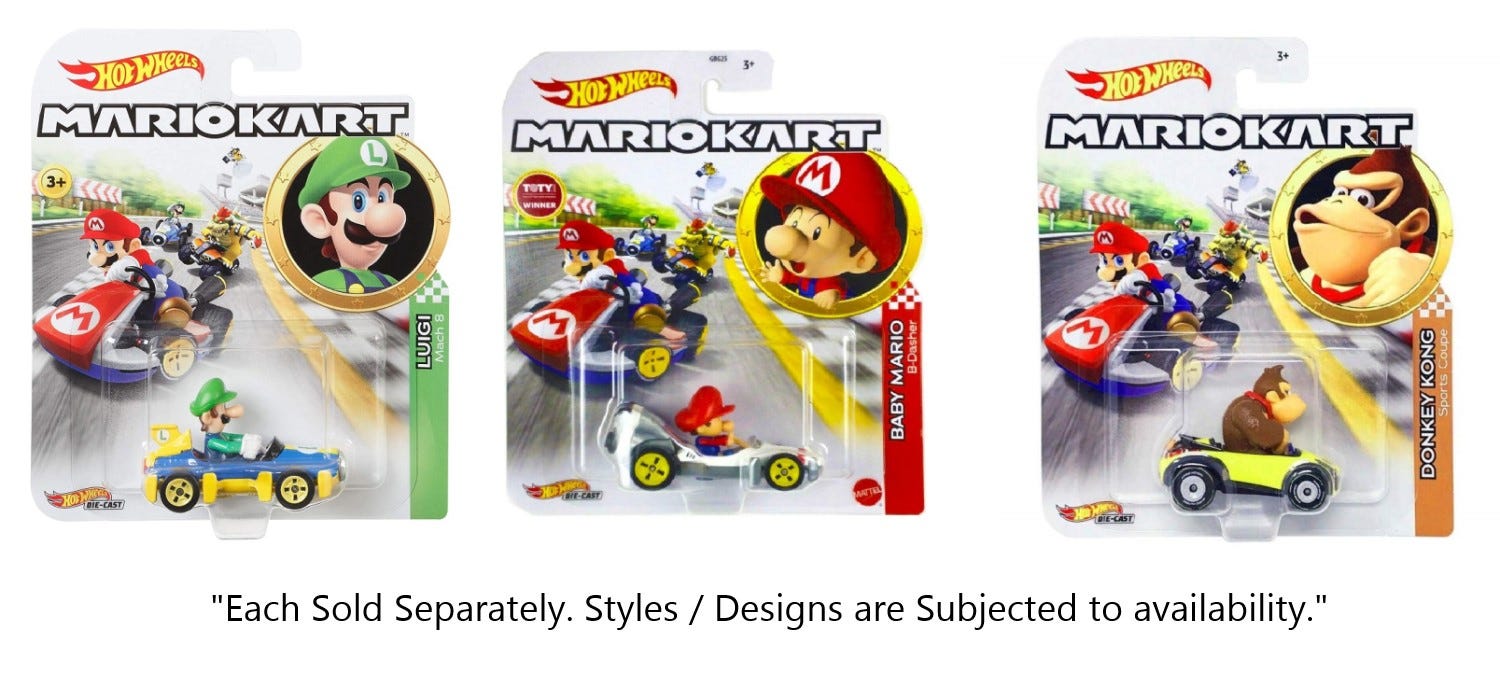 HOT WHEELS BASIC SINGLE CAR PACK - MARIO KART