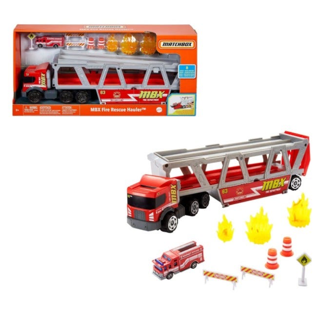 MATCHBOX FIRE RESCUE HAULER PLAYSET