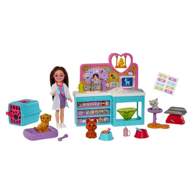 BARBIE CHELSEA PET VET PLAYSET WITH DOLL