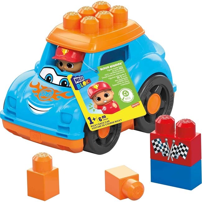 MEGA BLOKS RICKY RACE CAR BUILDING TOY