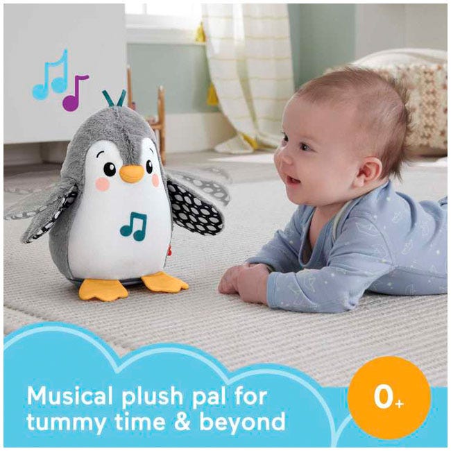 FISHER PRICE FLAP AND WOBBLE PENGUIN PLUSH W/MUSIC