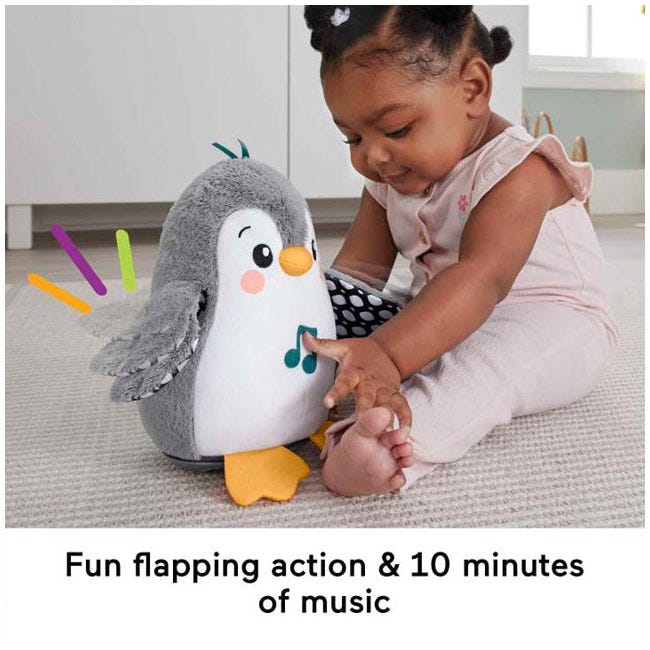 FISHER PRICE FLAP AND WOBBLE PENGUIN PLUSH W/MUSIC