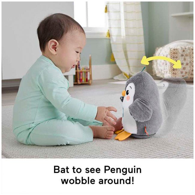 FISHER PRICE FLAP AND WOBBLE PENGUIN PLUSH W/MUSIC
