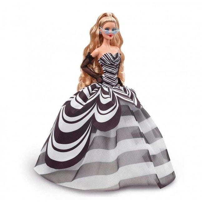 BARBIE BLONDE HAIR WITH BLACK AND WHITE GOWN SIGNATURE DOLL