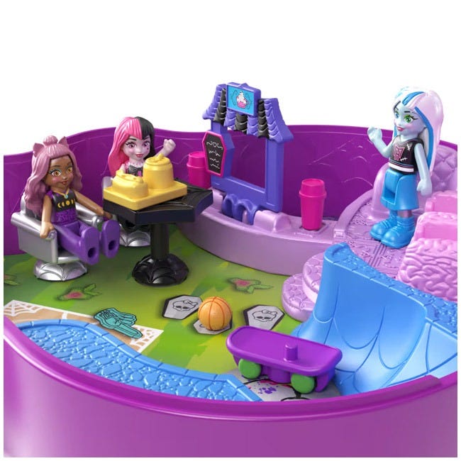 POLLY POCKET MONSTER HIGH COMPACT WITH DOLLS PLAYSET