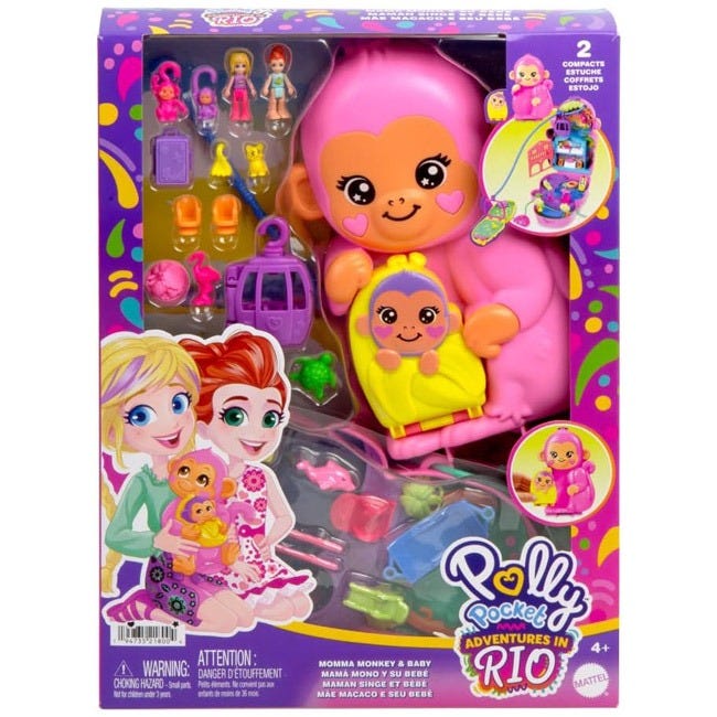 POLLY POCKET LARGE WEARABLE COMPACT PURSE - MOMMA MONKEY