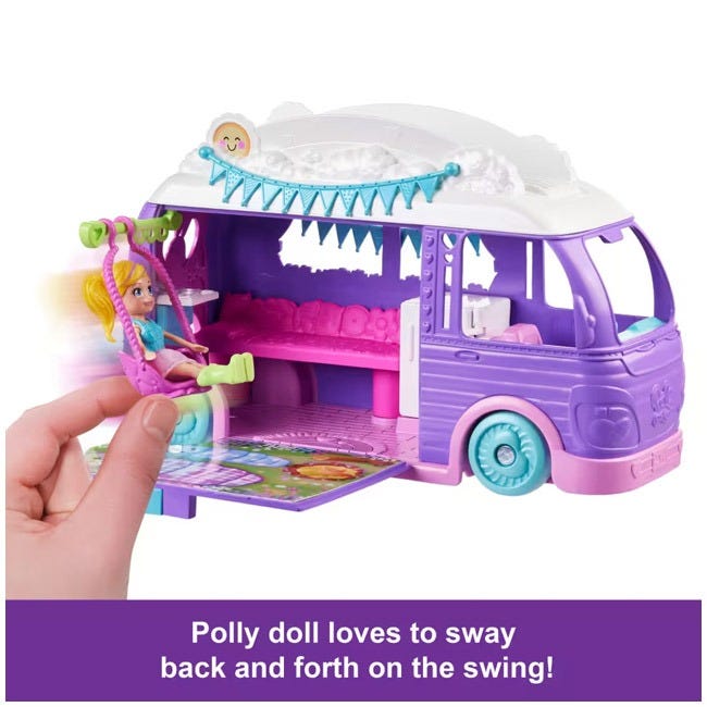 POLLY POCKET GLAMPING CAMPER VAN DOLL AND PLAYSET