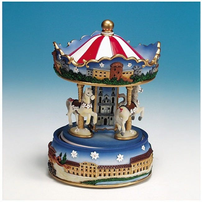 MUSICBOXWORLD POLYSTONE CAROUSEL WITH AUSTRIAN MOTIFS