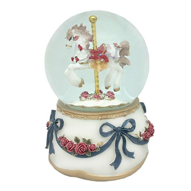 MUSICBOXWORLD SNOWGLOBE 8 CM CAROUSEL HORSE