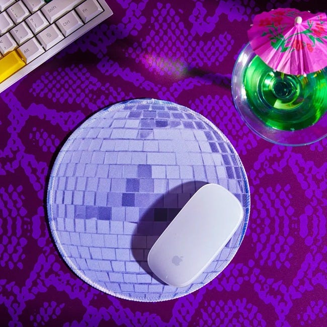 MUSTARD DISCO BALL MOUSE MAT