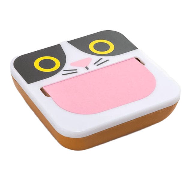 MUSTARD CRAZY CAT STICKY NOTE DISPENSER