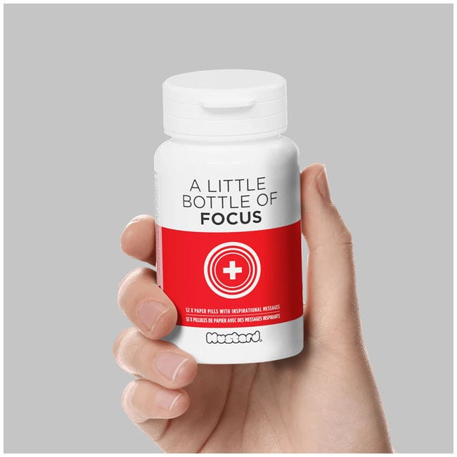 MUSTARD BOTTLE OF FOCUS WITH POSITIVE QUOTES