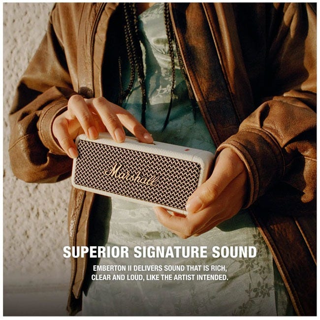 MARSHALL EMBERTON II PORTABLE SPEAKER CREAM 1006787