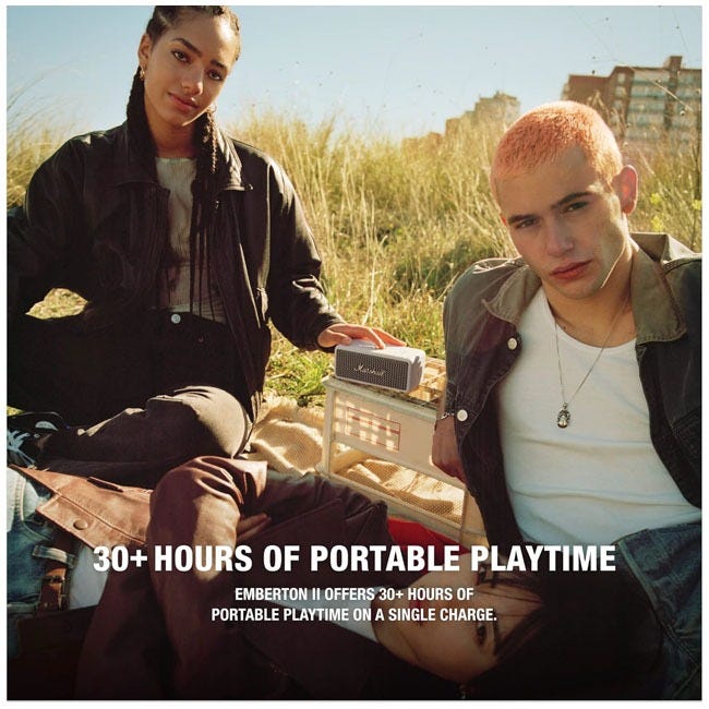 MARSHALL EMBERTON II PORTABLE SPEAKER CREAM 1006787