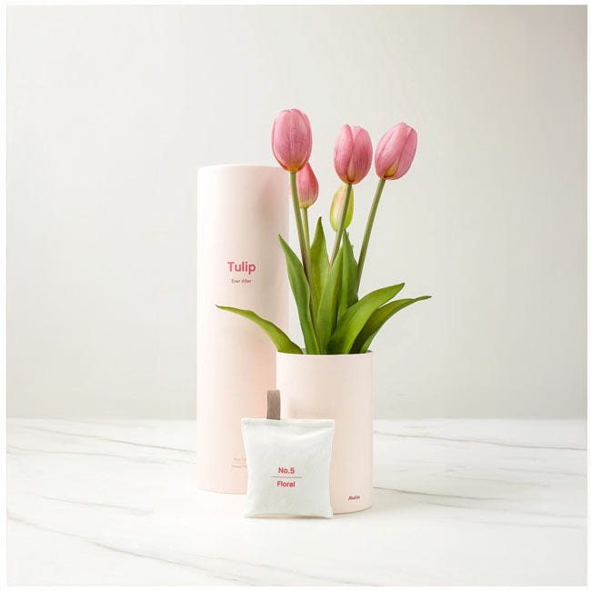 NODITO TULIP 5 STEMS WITH SACHET LIGHT PURPLE FLORAL SCENT