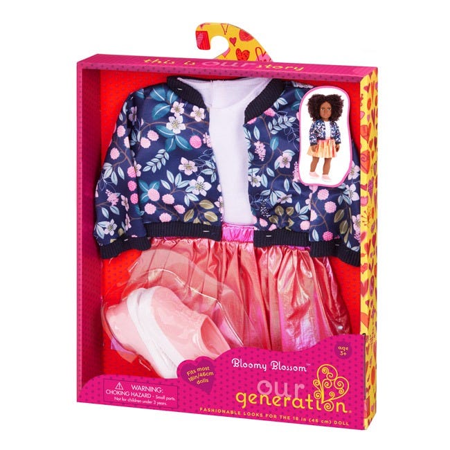 OUR GENERATION BLOOMY BLOSSOM FLOWER JACKET SKIRT OUTFIT