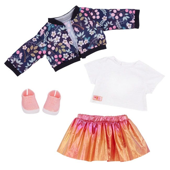 OUR GENERATION BLOOMY BLOSSOM FLOWER JACKET SKIRT OUTFIT