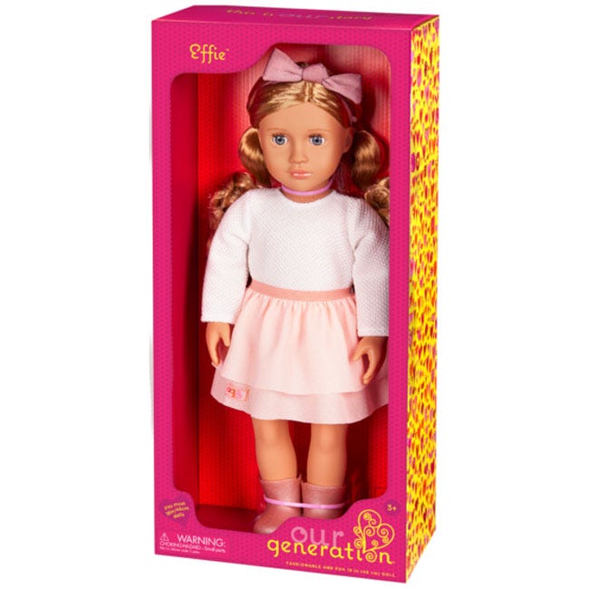 OUR GENERATION EFFIE WITH PINK FRILLY SKIRT OUTFIT DOLL