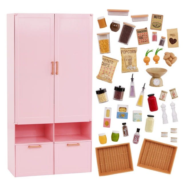 OUR GENERATION PINK PRETTY PANTRY KITCHEN FURNITURE SET
