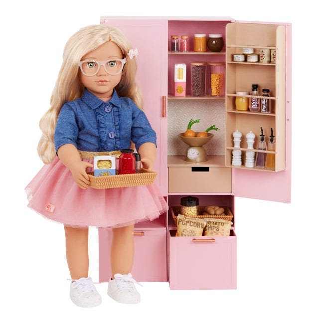 OUR GENERATION PINK PRETTY PANTRY KITCHEN FURNITURE SET